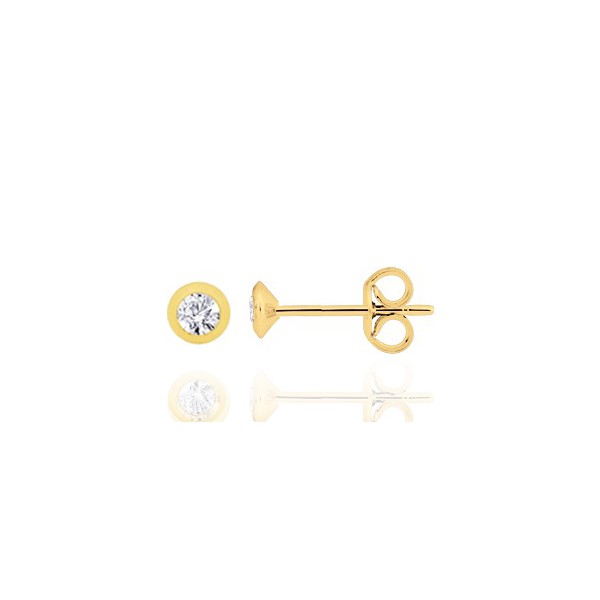 puces d'oreilles en or jaune 18 carats et diamant à partir de 0,08 carats pour femme