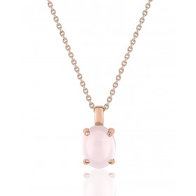 Chaine femme or rose 18 carat et quartz ovale 9 x 7 mm