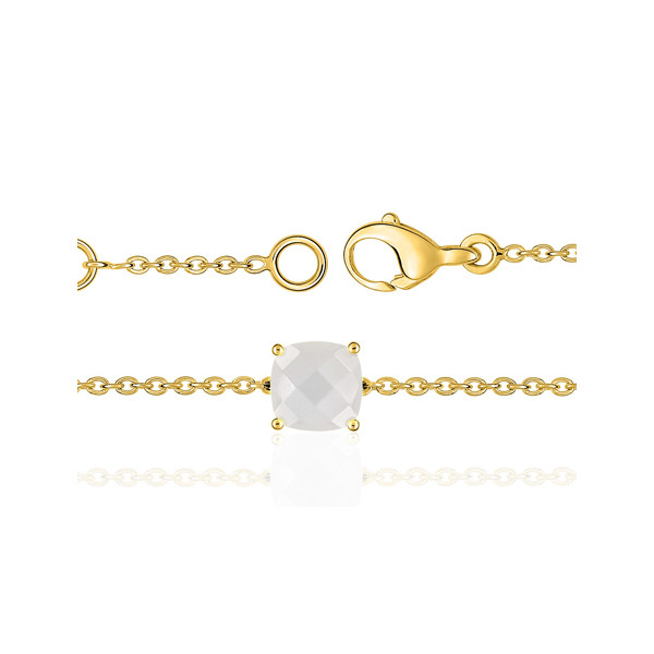 Bracelet or jaune 18 carats et pierre de lune à facettes 8 mm