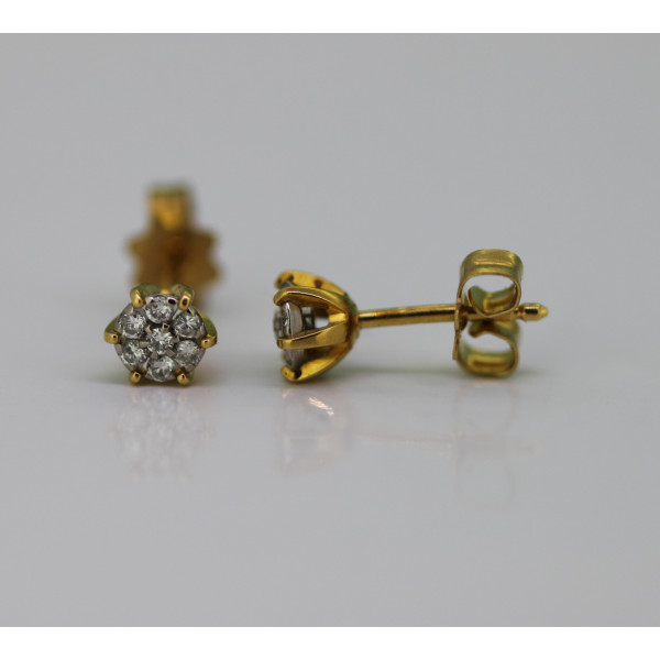 puces d'oreilles en or 18 carats et diamant de 0,12 carats pour femme