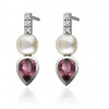 Boucles d'oreilles Garden Party en or blanc 18 carats, diamants 0,015 carat et tourmaline rose 0,76 carat