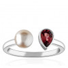 Bague Garden Party en or blanc 18 carats, tourmaline et perle de culture