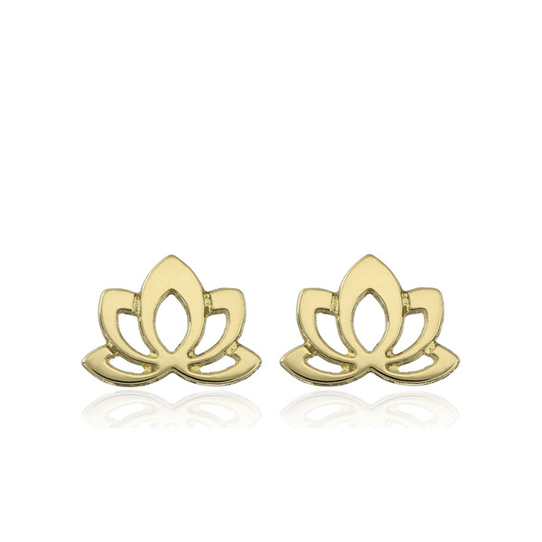 Boucles d'oreilles or jaune 18 carats enfant fleur de lotus