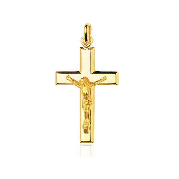 Pendentif croix et Christ or 18 carats 34 X 18 mm
