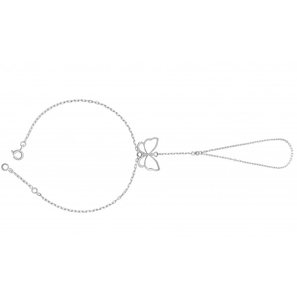 Chaine de main or blanc 18 carats et diamant "papillon"