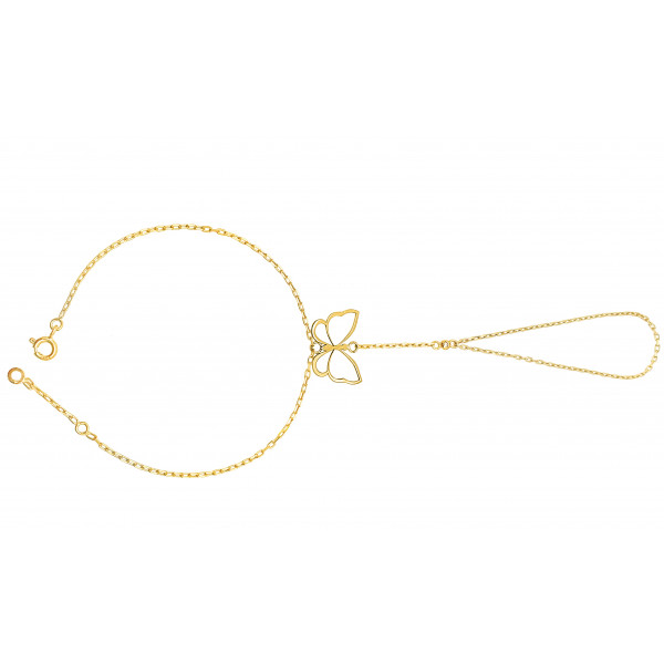 Chaine de main or jaune 18 carats et diamant "papillon"