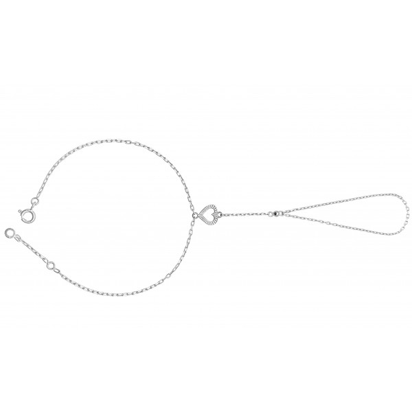 Chaine de main or blanc 18 carats "cœur"