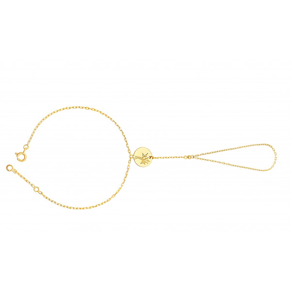 Chaine de main or jaune 18 carats et diamant 0,06 carat "arbre de vie"