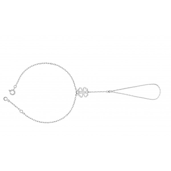 Chaine de main or blanc 18 carats "trèfle" pour femmes