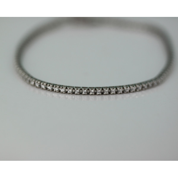 Bracelet ajustable or blanc 18 carats et diamant 0,31 carat - 18 cm