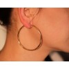 boucles d'oreilles femme or jaune 18 carats créoles torsadées 50 mm