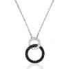 chaine de cou en or blanc 18 carats et pendentif or et diamant blanc et noir 0,21 carat
