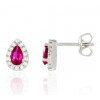 Boucles d'oreilles rubis poire 0,42 carat, diamant 0,14 carat et or 18 carats