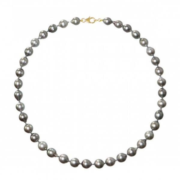 Collier perles de Tahiti 8/10 mm "poires" et boules or 18 carats