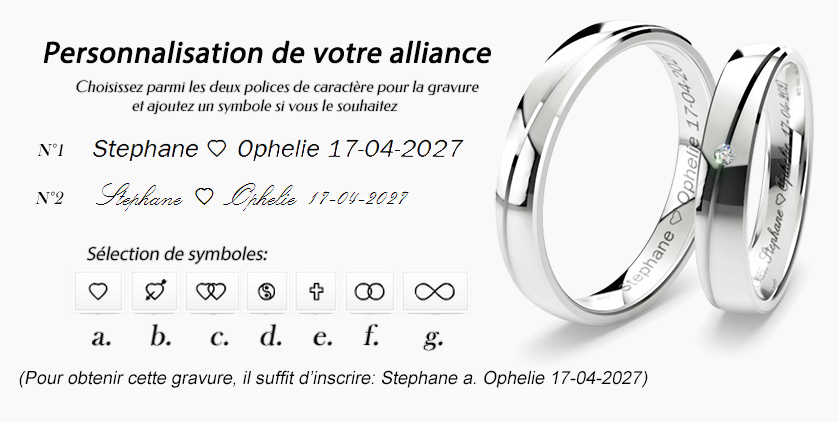 Choix de la gravure sur alliance